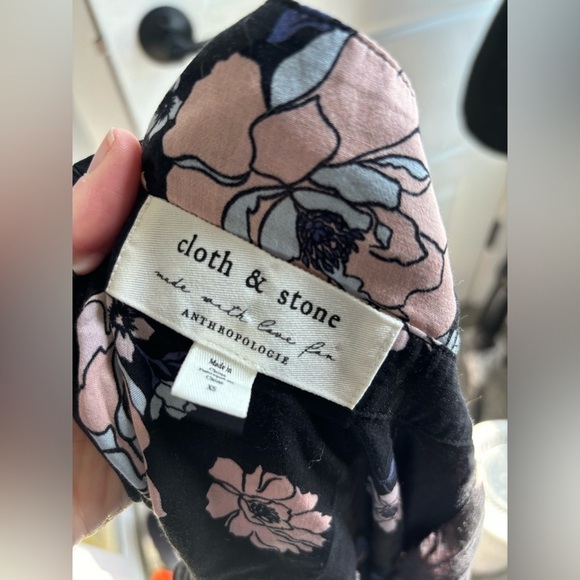 Cloth & Stone Anthropologie Floral Print Button Down Rayon Black Purple … - Picture 7 of 9